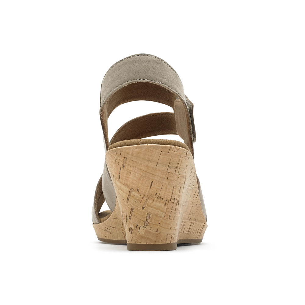 Rockport Sandaler Dam Grå - Briah Strappy Wedge Comfort - TONWH4983